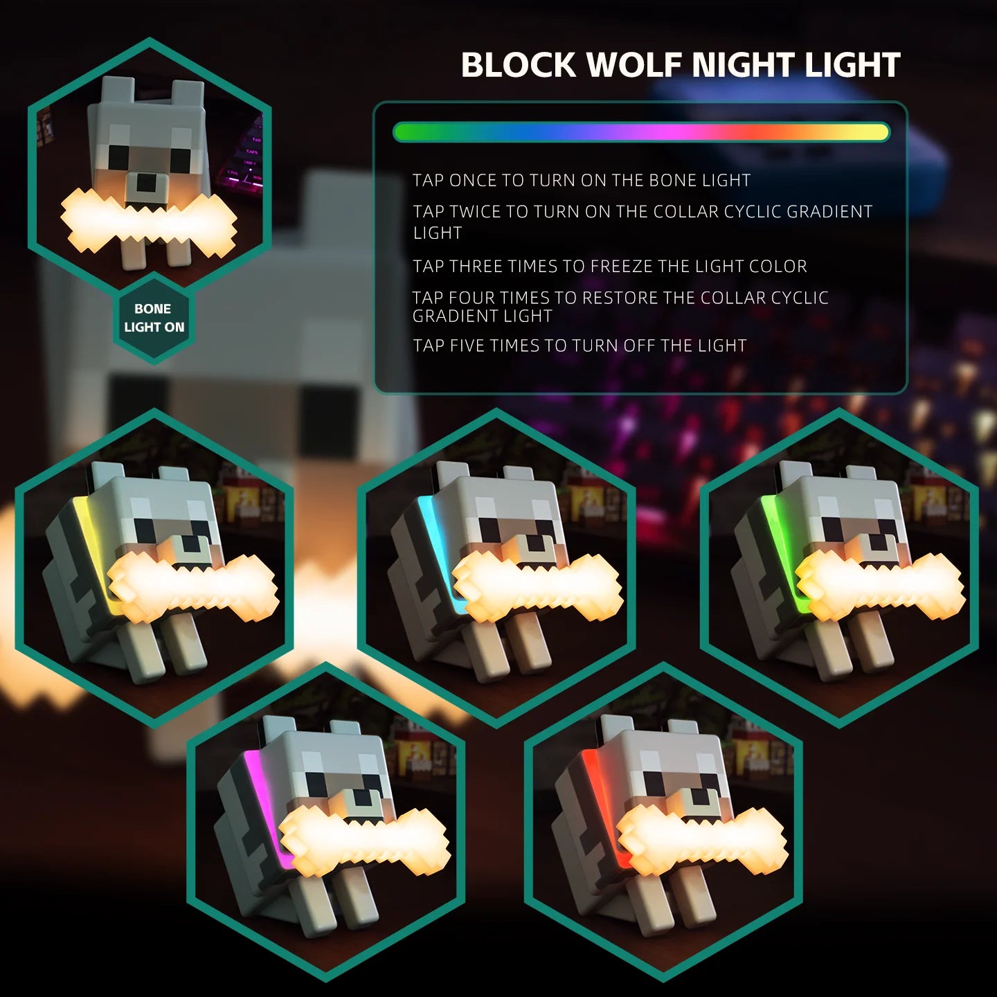 Wolf Dog Night Light RGB