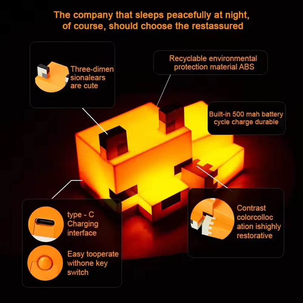 Fox Night Light Soft Orange Glow