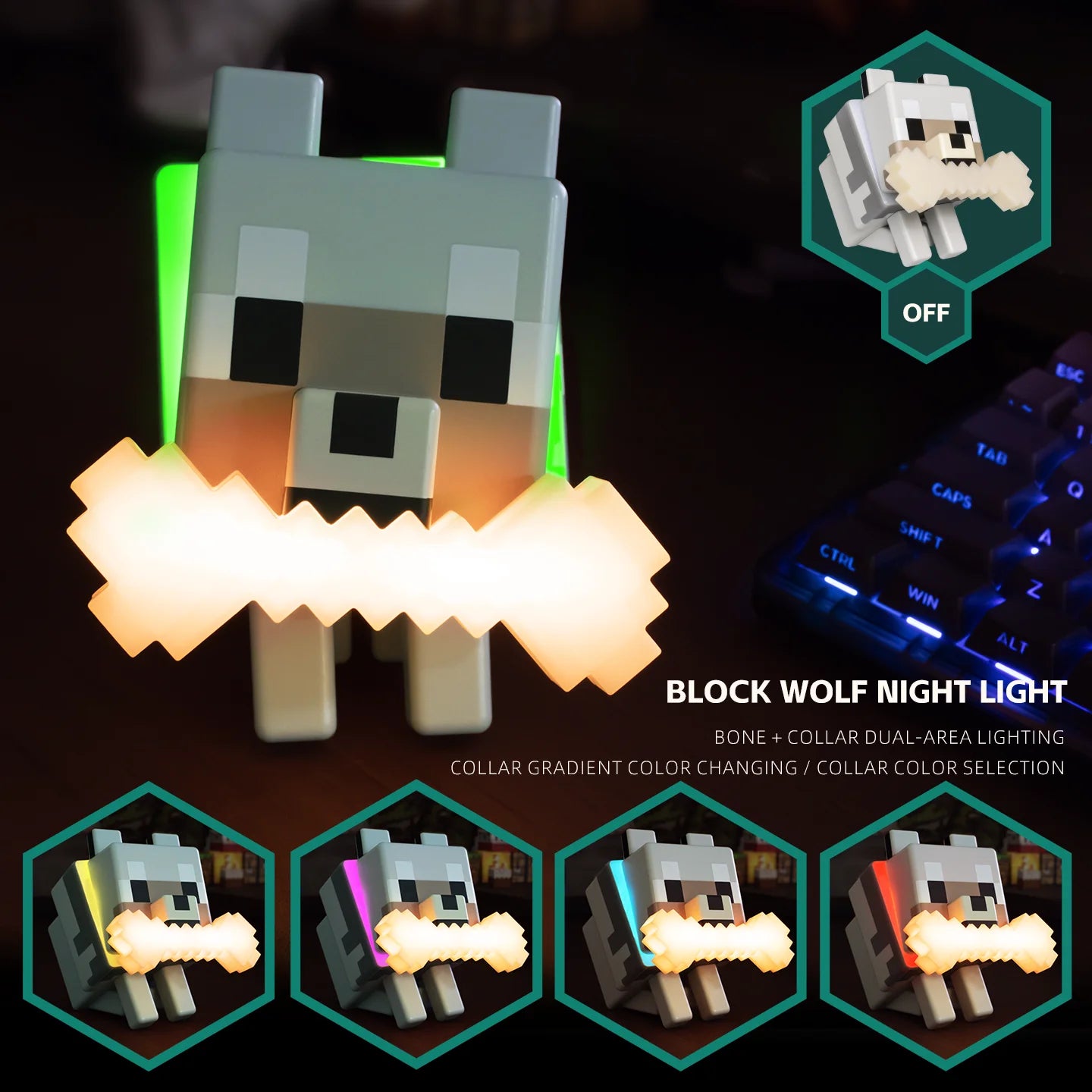 Wolf Dog Night Light RGB